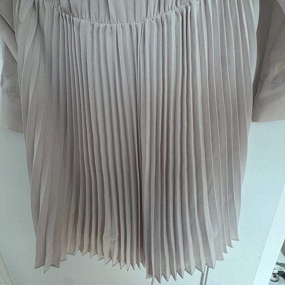 Reiss Alyana Mini Dress In Nude Collared Pleated Skirt Self Tie Belt Sz 6 - Picture 10 of 10